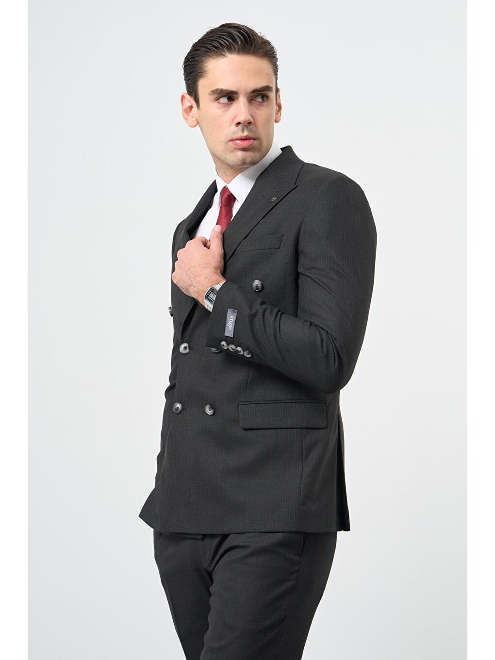 Siyah Bez Ayağı Kılıç Yaka Tam Astar Esnek 6 Drop Slim Fit Classic Takım Elbise 1001245173-2