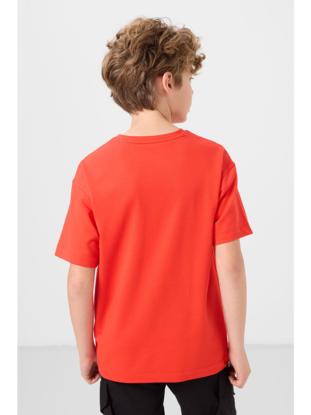 Kırmızı Fiesta Pamuklu Yumuşak Dokulu Oversize Basic Erkek Çocuk T-Shirt - 11297-4
