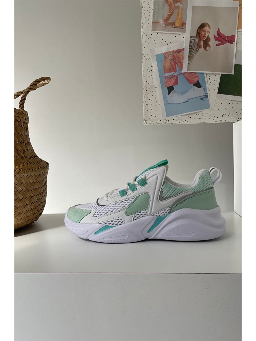 Beyaz Kadın Spor Ayakkabı BEYAZ SU YEŞİLİ-1