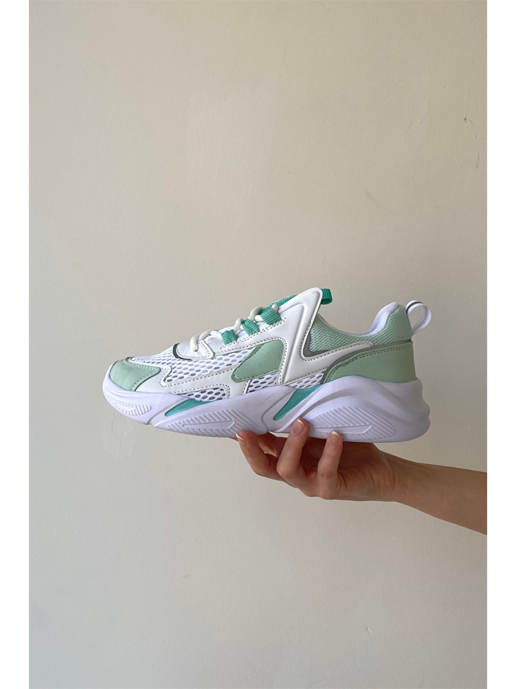 Beyaz Kadın Spor Ayakkabı BEYAZ SU YEŞİLİ-2