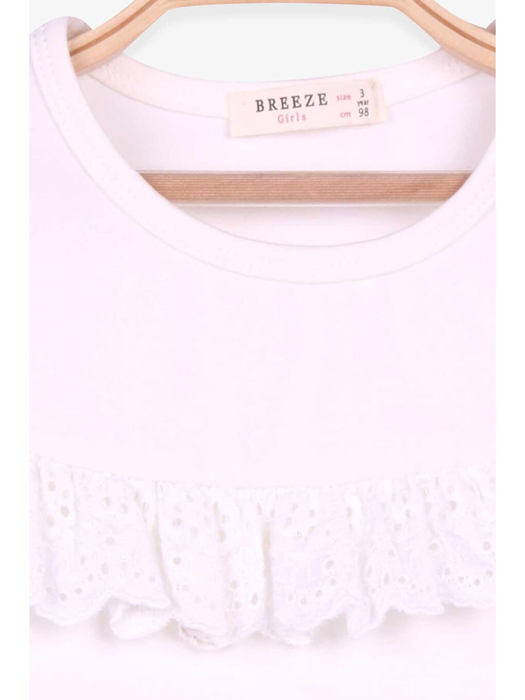 Kız Çocuk Tişört Güpürlü Kolları Lastikli Ekru (3-6 Yaş)-2