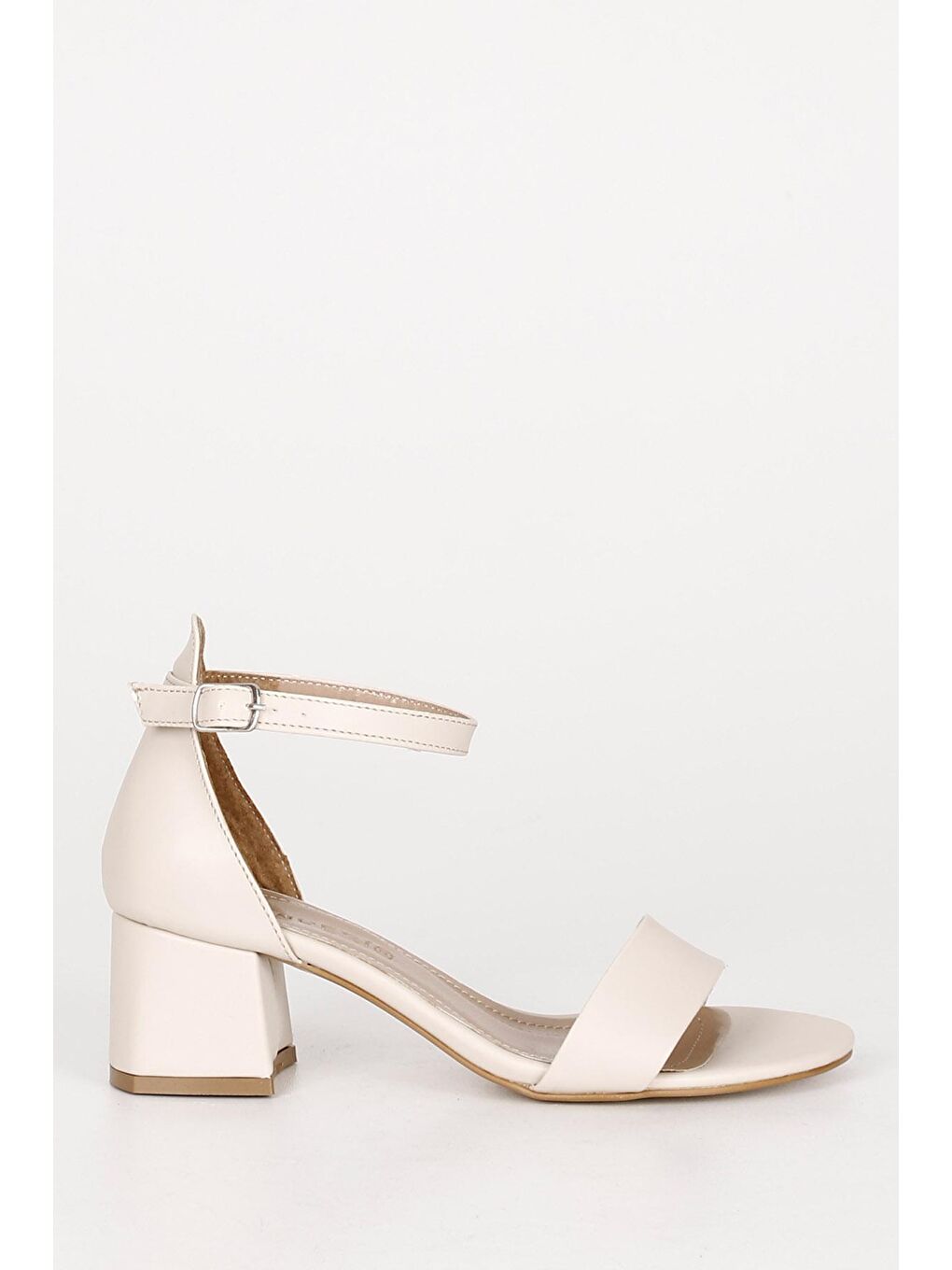 Bej Kalın Topuklu Bantlı  Kadın Sandalet 37101-3