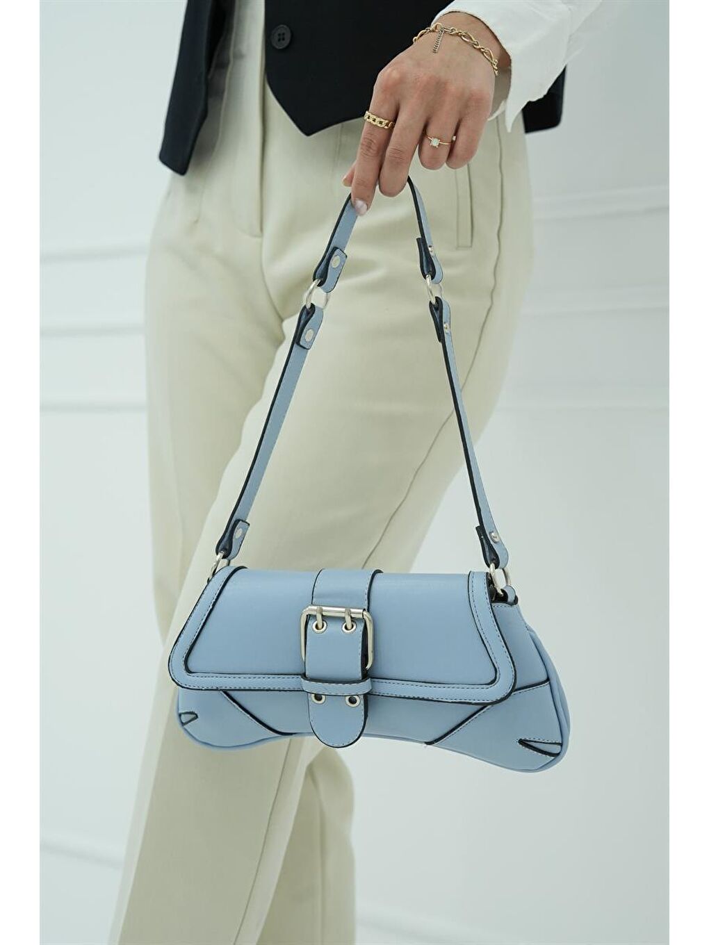 Tokalı Kol Çantası Bebe Mavi-1