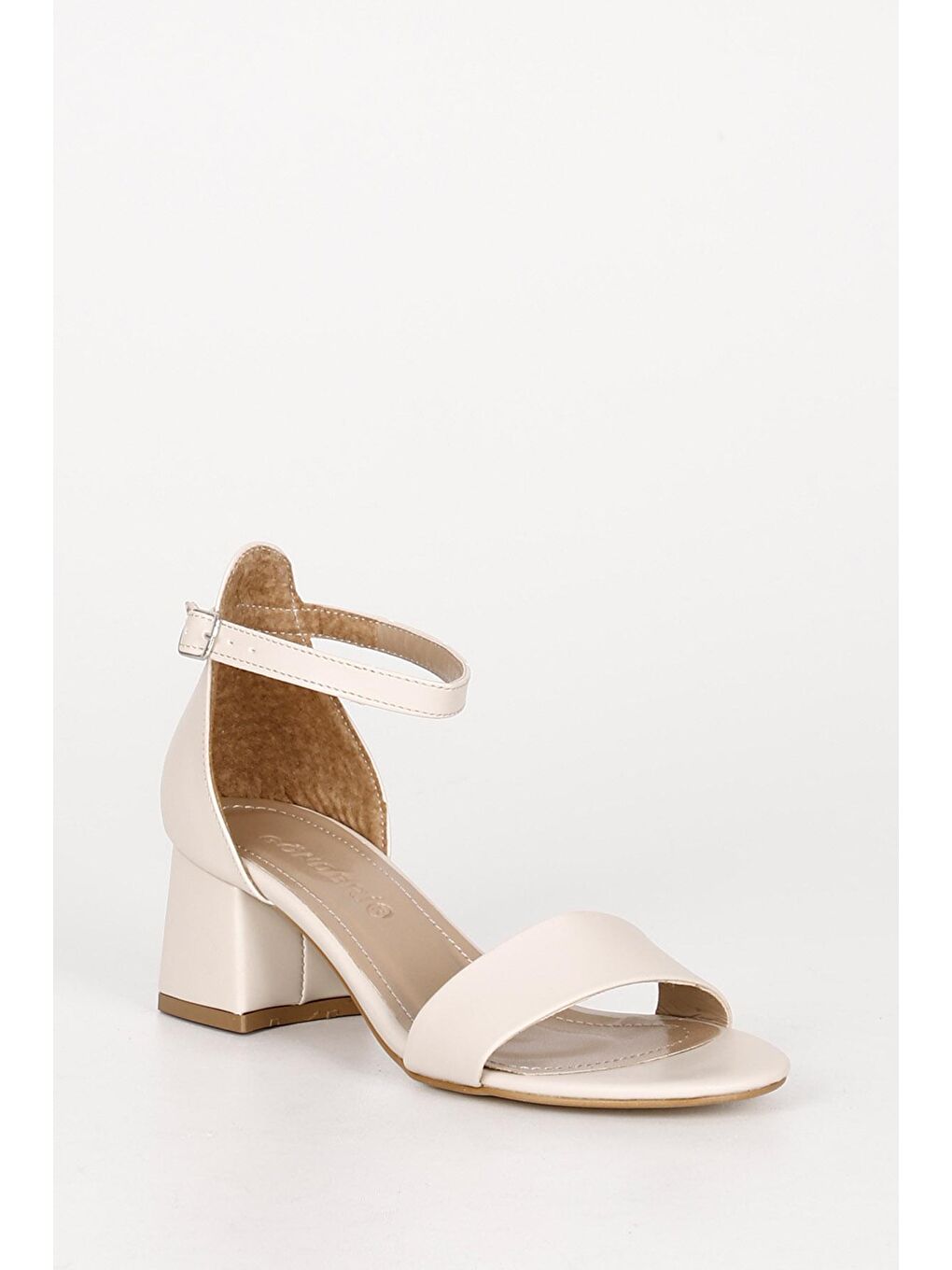 Bej Kalın Topuklu Bantlı  Kadın Sandalet 37101-4