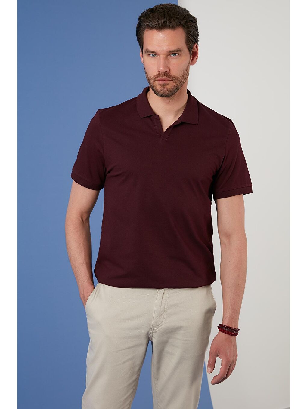 Buratti Bordo Slim Fit Pamuklu Polo Tişört 5902141