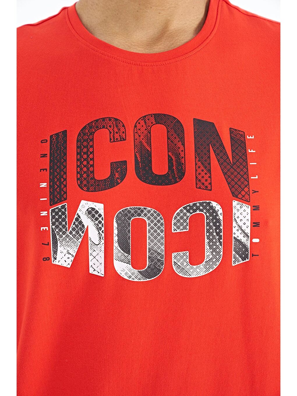 Kırmızı Fiesta Yazı Baskılı O Yaka Standart Kalıp Erkek Tişört - 88174-2