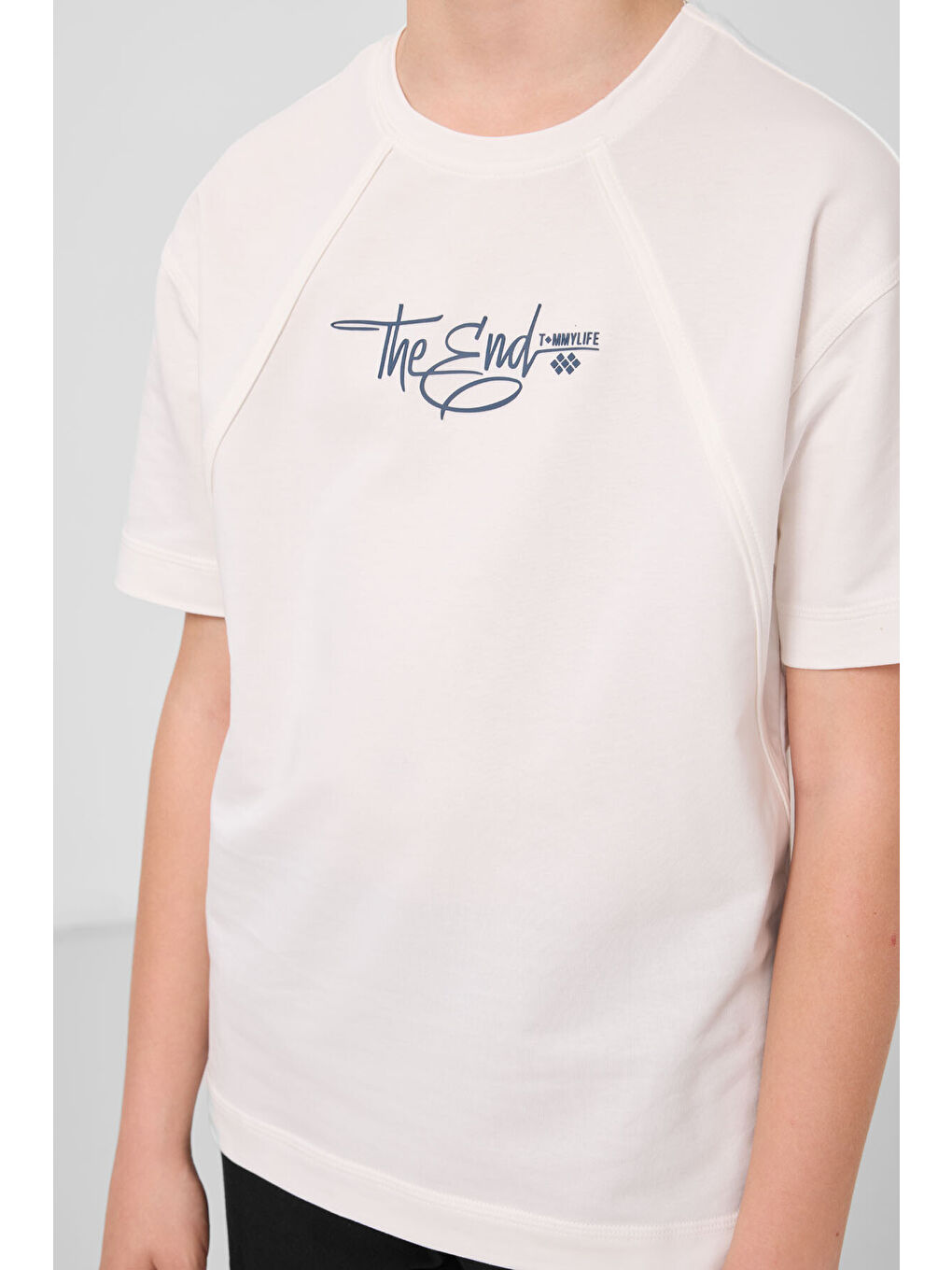 Ekru Pamuklu Yumuşak Dokulu Oversize Baskılı Erkek Çocuk T-Shirt - 11285-3