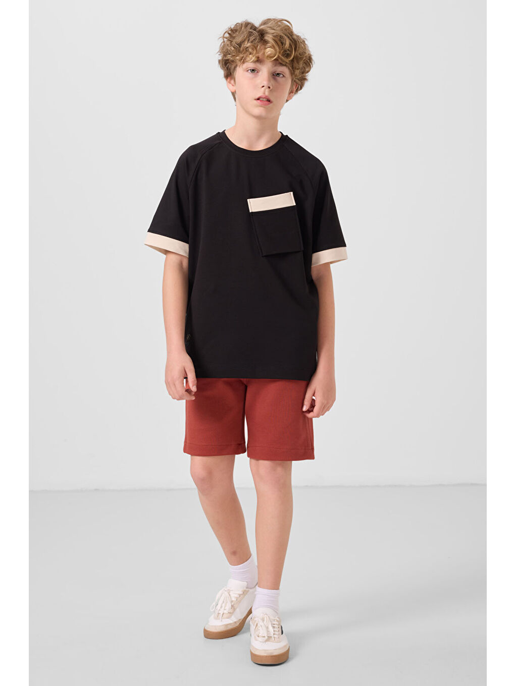 Kahverengi Kiremit Pamuklu Yumuşak Dokulu Standart Fit Basic Erkek Çocuk Şort - 11293