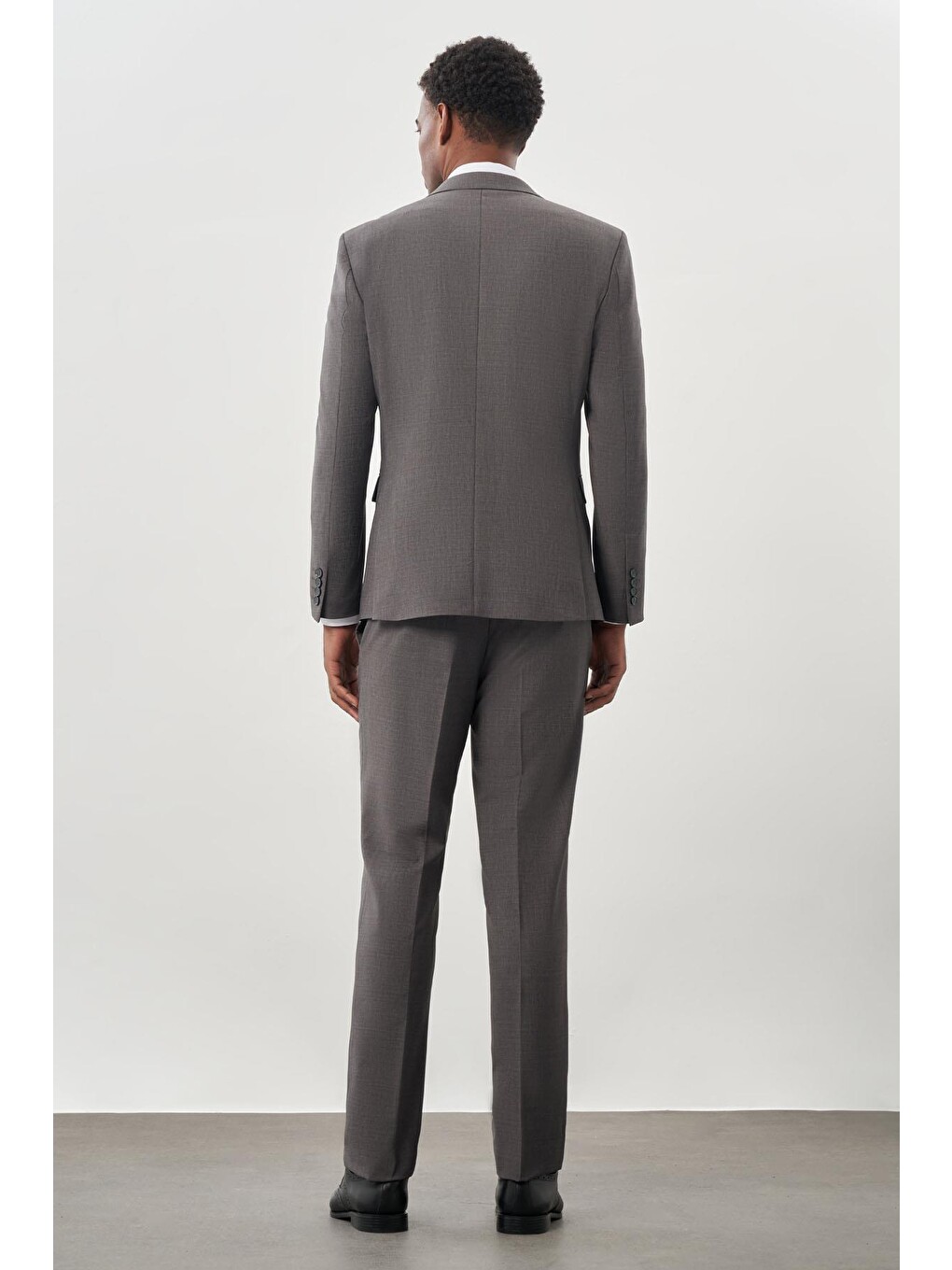 Gri Düz Bez Ayağı Kılıç Yaka 2 Düğme Yünlü 6 Drop Slim Fit Classic Takım Elbise 1001245179_100-4