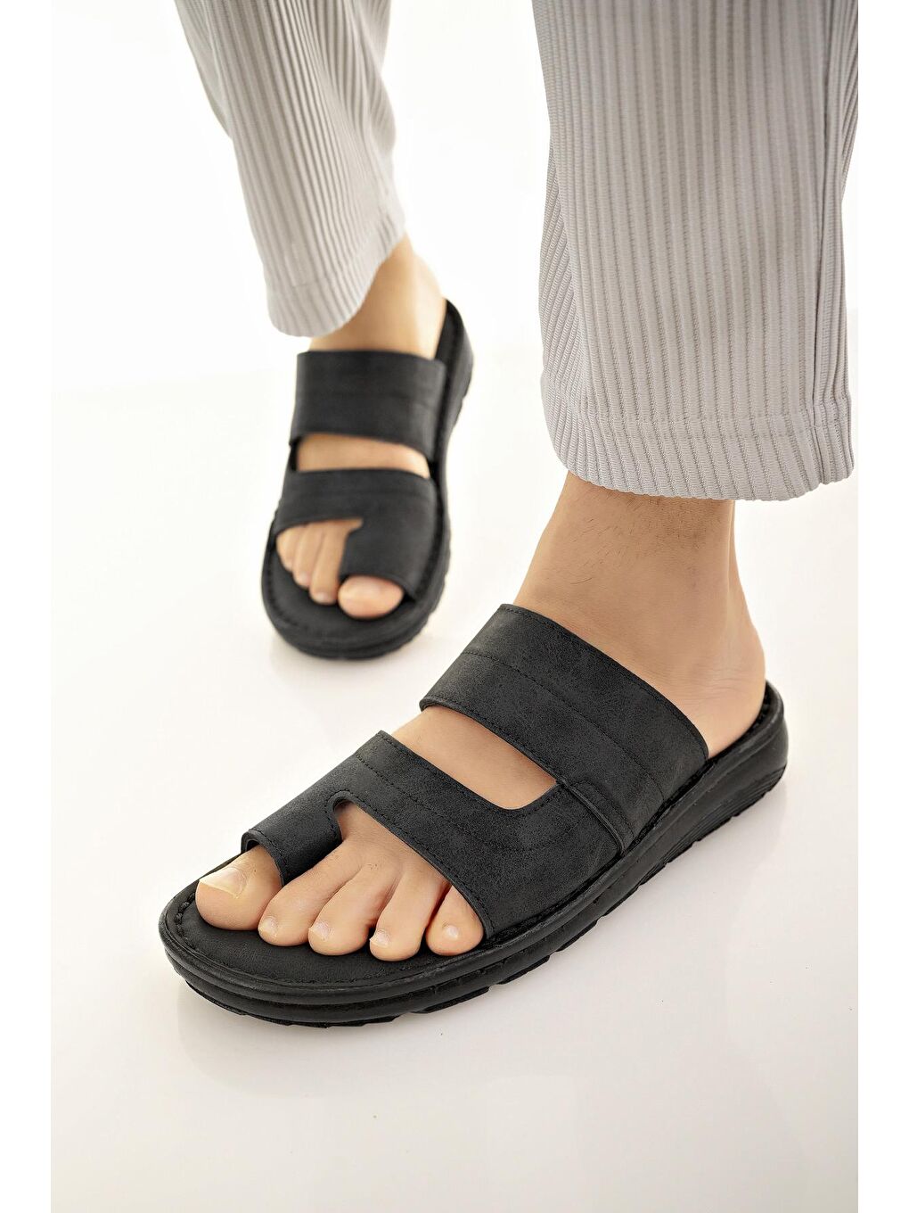 Siyah YANKY Erkek Günlük Yumuşak Taban Ortopedik Parmak Arası Terlik-1