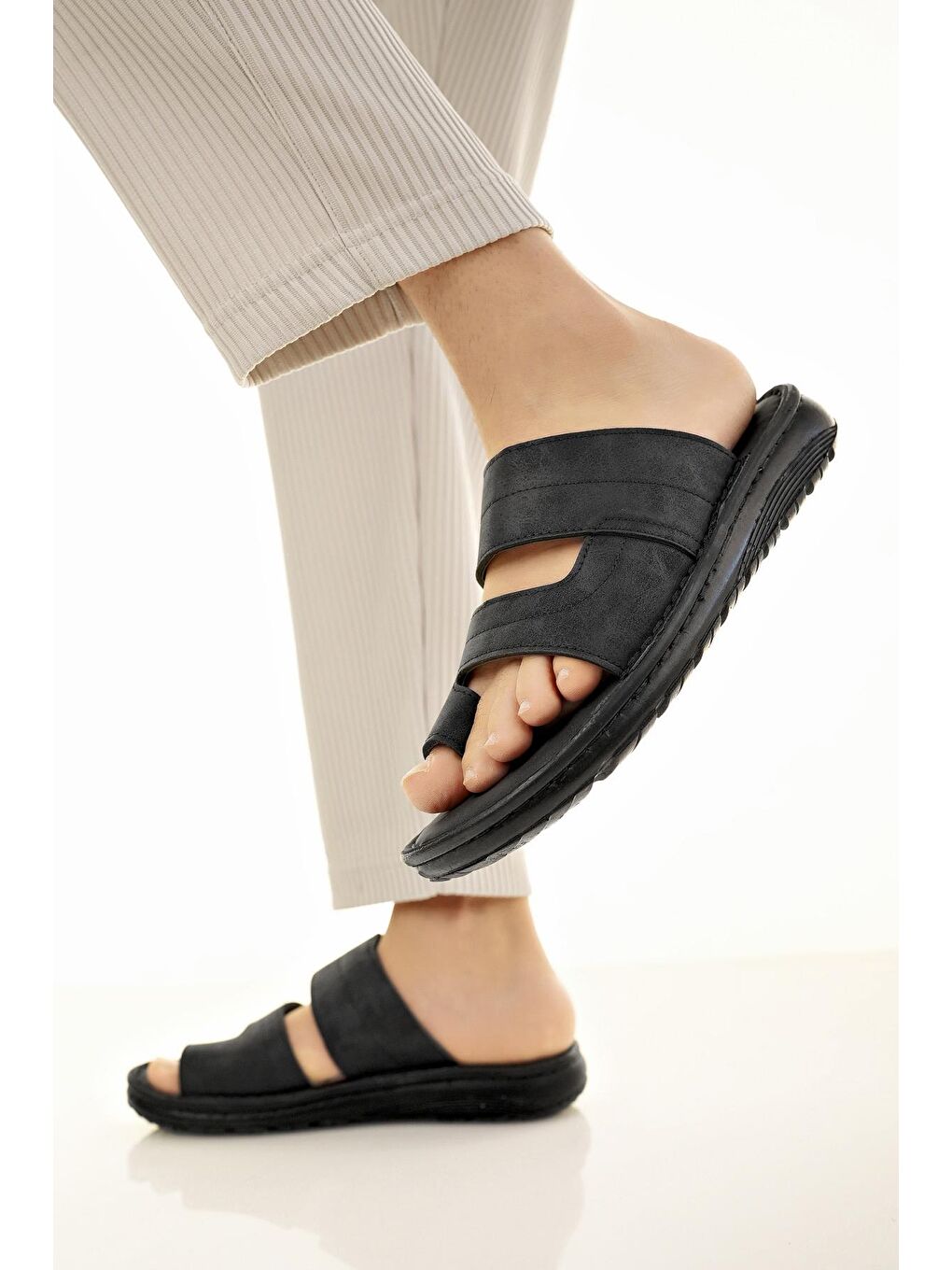 Siyah YANKY Erkek Günlük Yumuşak Taban Ortopedik Parmak Arası Terlik-2