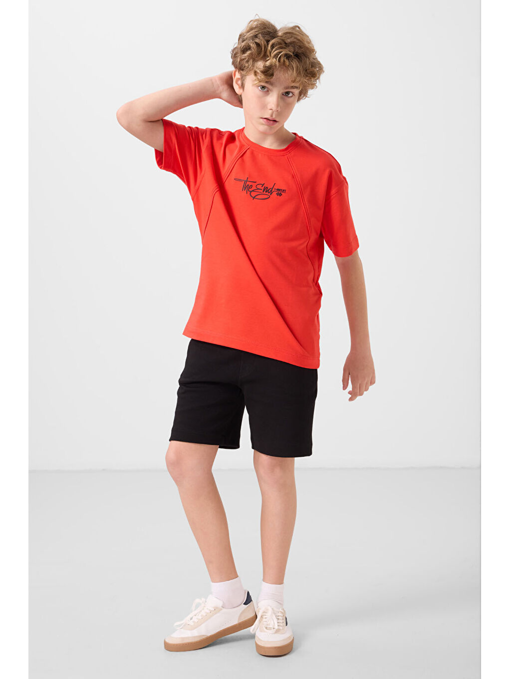 Kırmızı Fiesta Pamuklu Yumuşak Dokulu Oversize Baskılı Erkek Çocuk T-Shirt - 11285-1