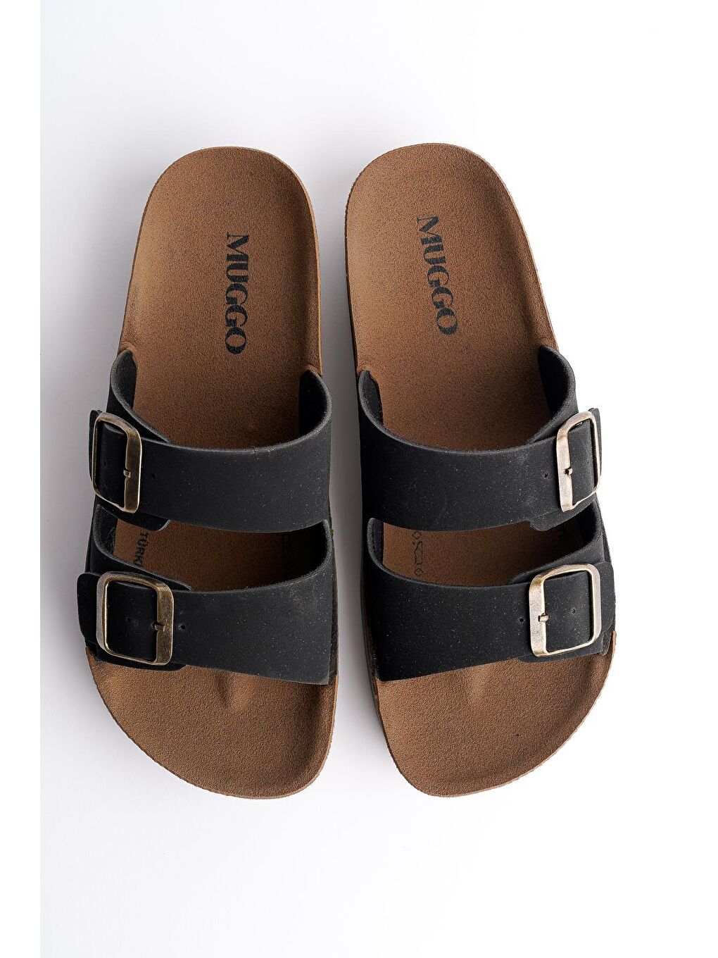 Siyah REHDA İki Toka Rahat Taban Ayarlanabilir Unisex Terlik-2