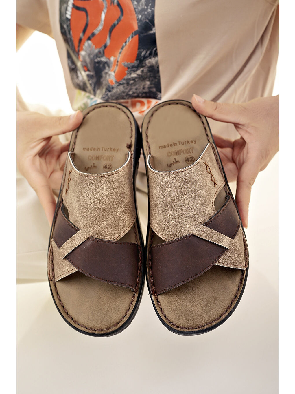 Kahverengi NADAL Günlük Rahat Yumuşak Taban Ortopedik Erkek Terlik-4