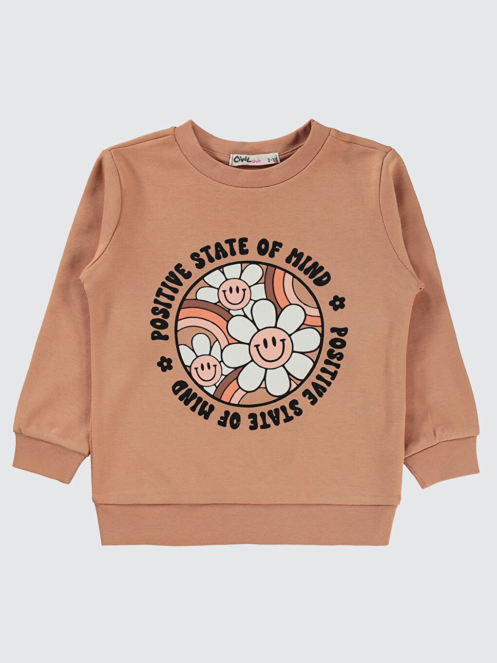 Kahverengi Kız Çocuk Sweatshirt 2-5 Yaş İtalyan Kili