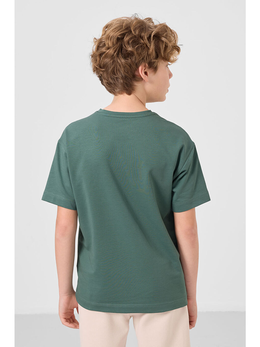 Açık Yeşil Pamuklu Yumuşak Dokulu Oversize Baskılı Erkek Çocuk T-Shirt - 11285-4