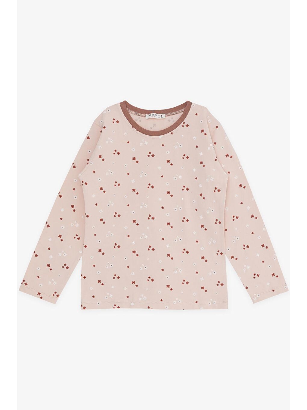 Pembe Kız Çocuk Pijama Takımı Çiçek Desenli Somon (4 Yaş)-2