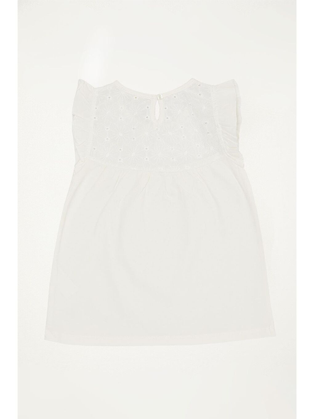 Kız Çocuk Tişört Dantelli Ekru (4-8 Yaş)-1