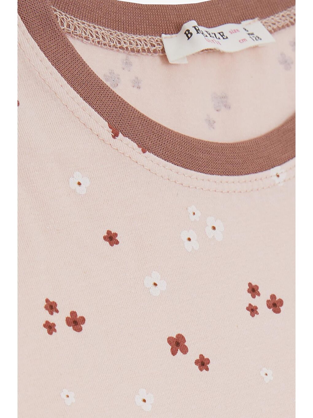 Pembe Kız Çocuk Pijama Takımı Çiçek Desenli Somon (4 Yaş)-4