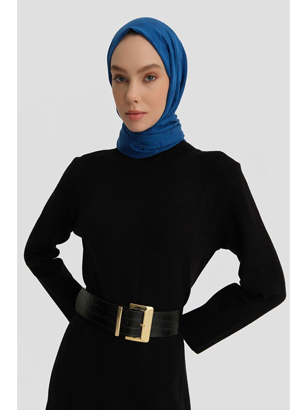 Uzun Kol Triko Elbise 24Kd4217 Siyah-4