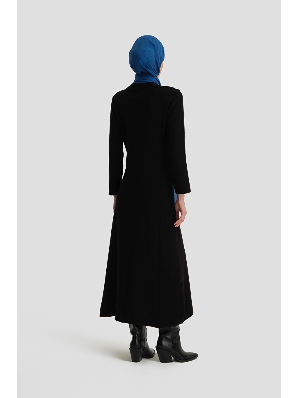 Uzun Kol Triko Elbise 24Kd4217 Siyah-5