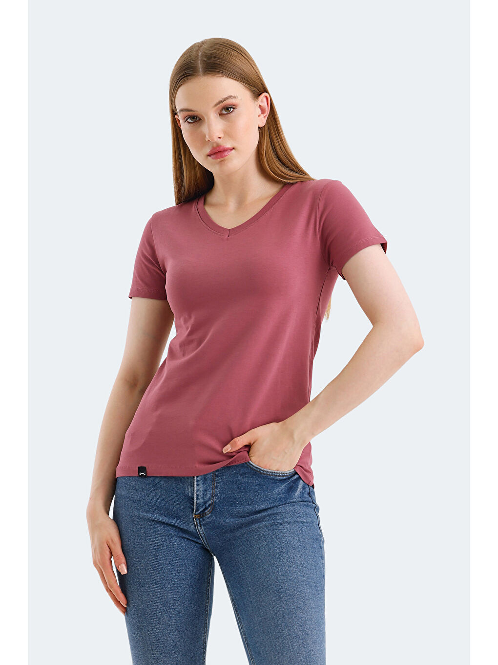 Pembe VIVEK Kadın Gül Tişört-5