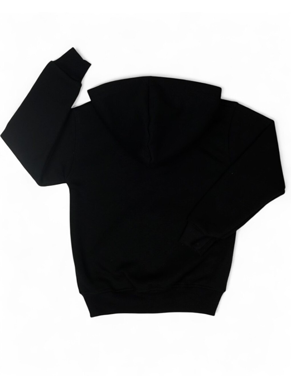 6-12 Yaş Basic Fermuarlı Siyah Kapüşonlu Hırka - Rahat Kışlık Sweatshirt / 3 İp Şardonlu-5