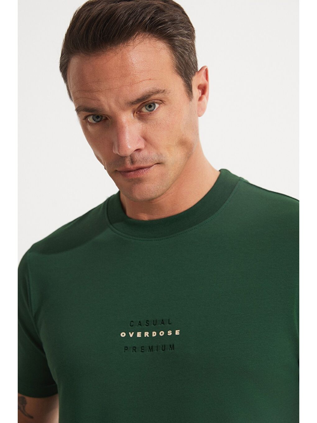 Yeşil Erkek Baskılı Tişört-3