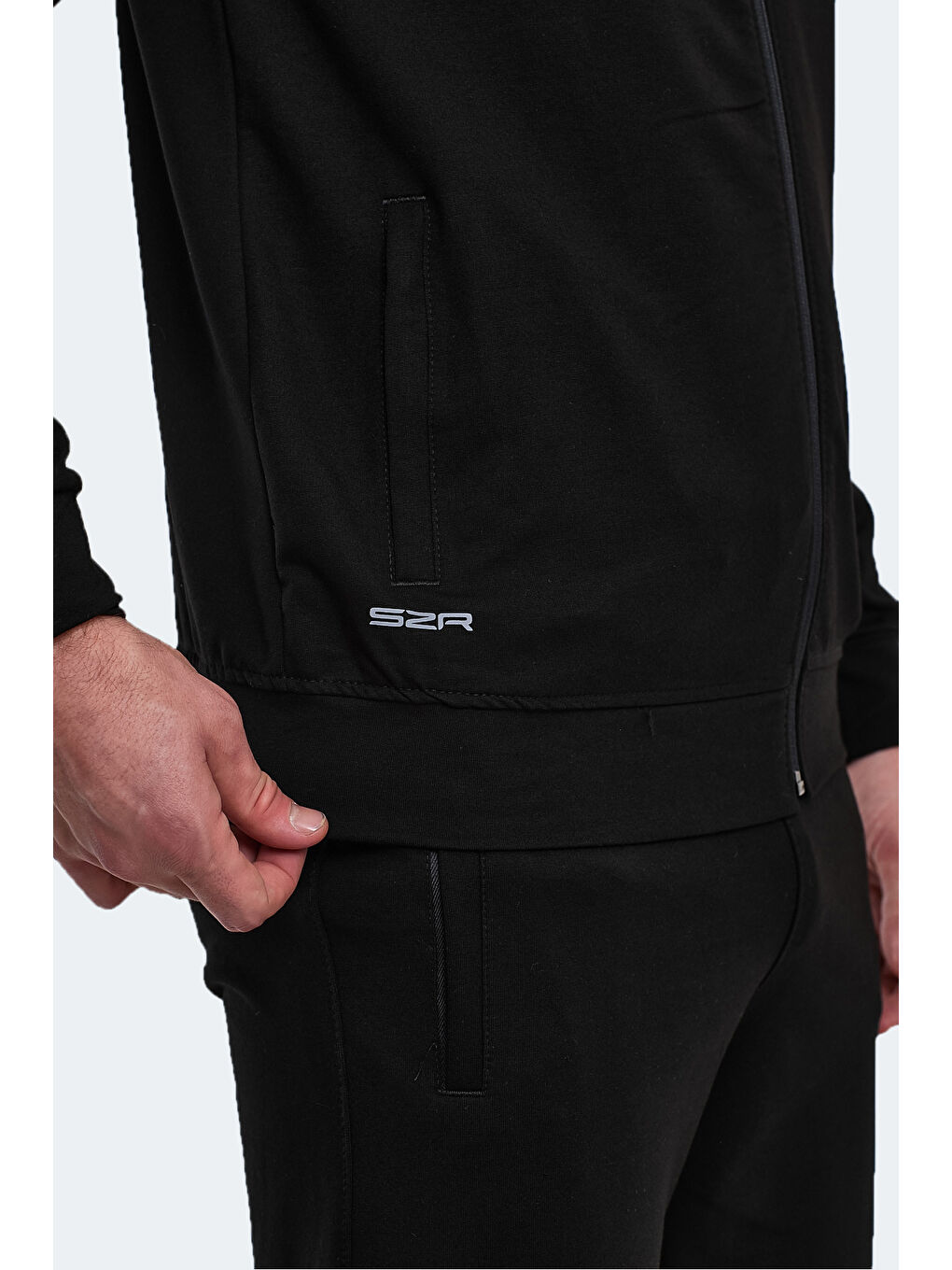 ORAN I Erkek Fermuarlı Dik Yaka Cepli Siyah Eşofman Takımı-5