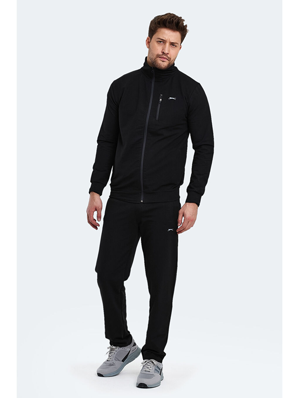 ORAN I Erkek Fermuarlı Dik Yaka Cepli Siyah Eşofman Takımı-6