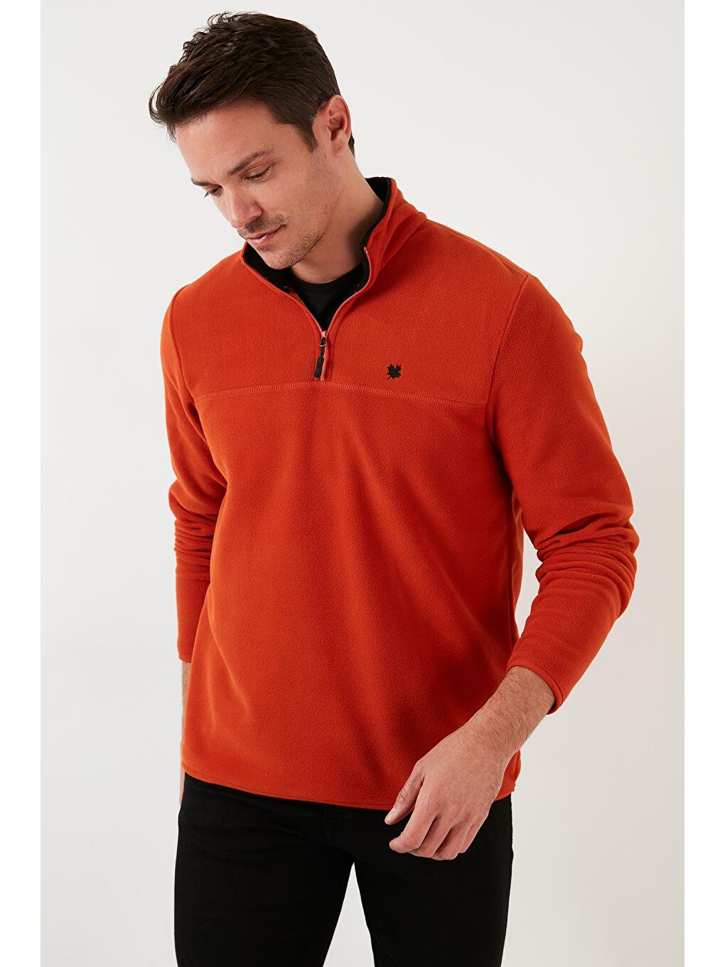 Buratti Turuncu Regular Fit Anti-Pilling Bato Yaka Kışlık Şardonlu Erkek Polar Sweatshirt 5906001