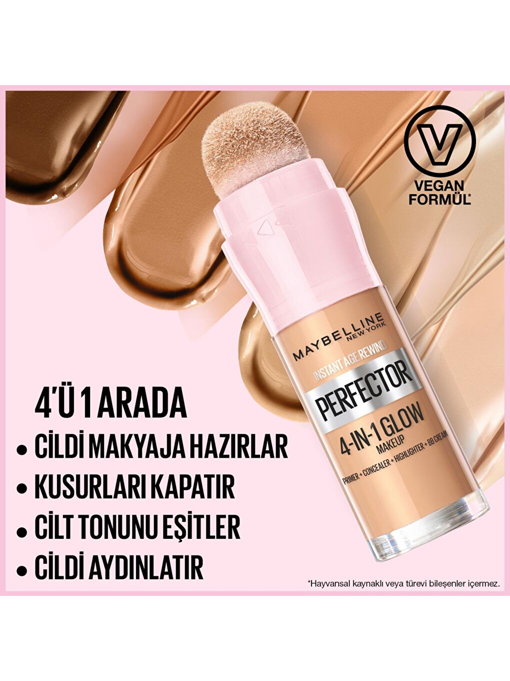 MAYBELLINE NEWYORK Şeffaf Instant Perfector Glow 4 Etki 1 Arada Fondöten - 01 Light - 3