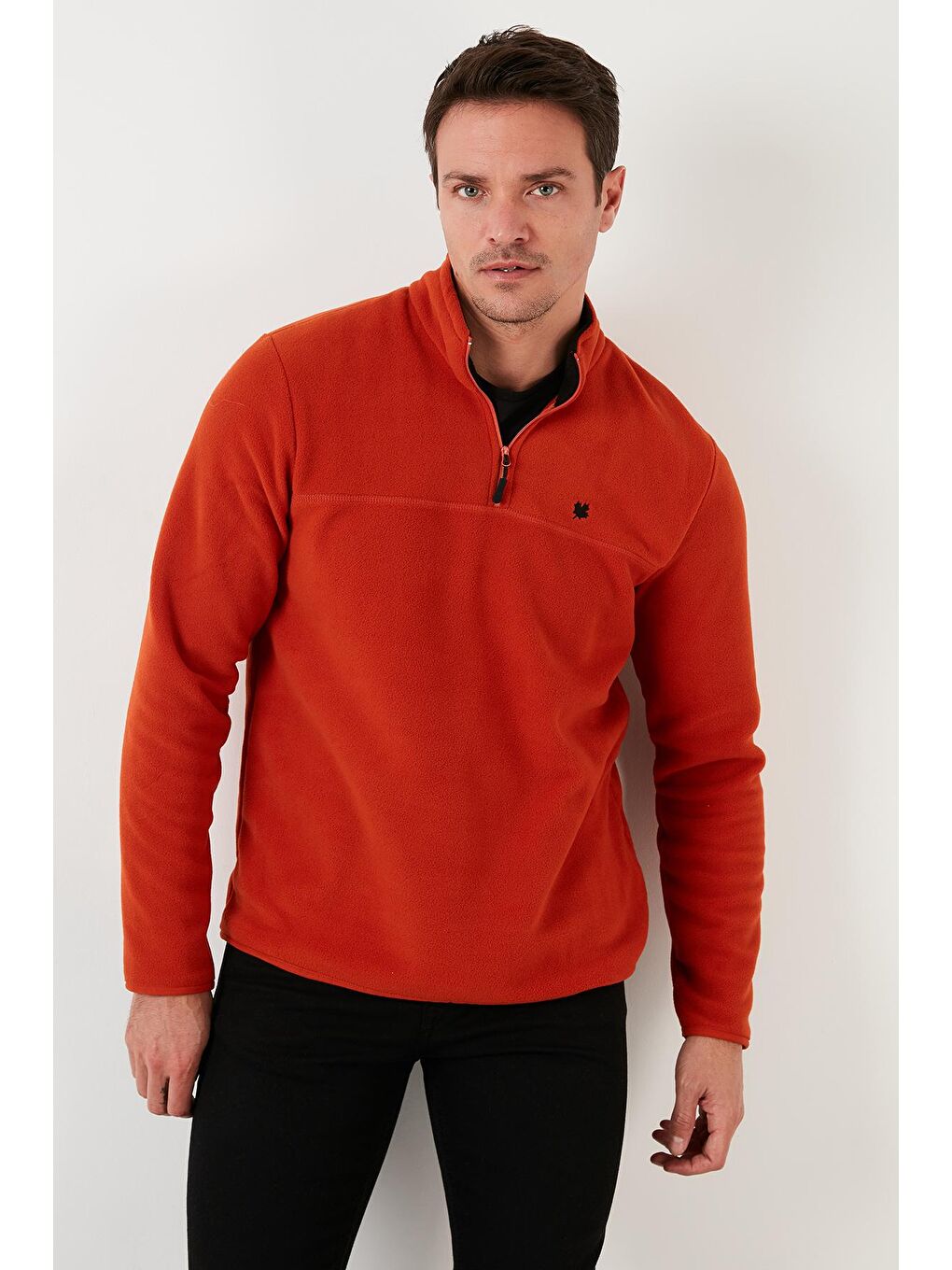 Buratti Turuncu Regular Fit Anti-Pilling Bato Yaka Kışlık Şardonlu Erkek Polar Sweatshirt 5906001 - 2