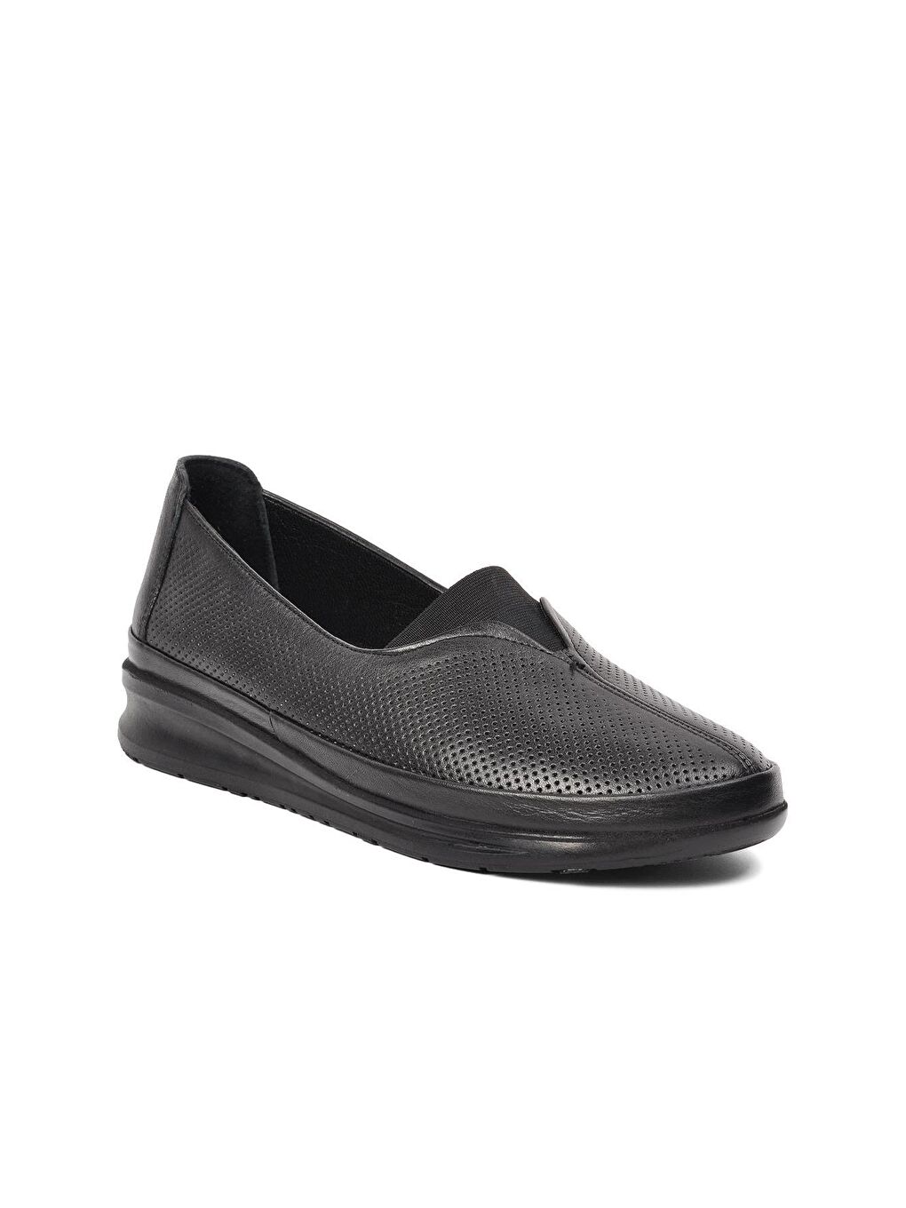 Siyah Hakiki Deri Kadın Klasik Ayakkabı 8749-2