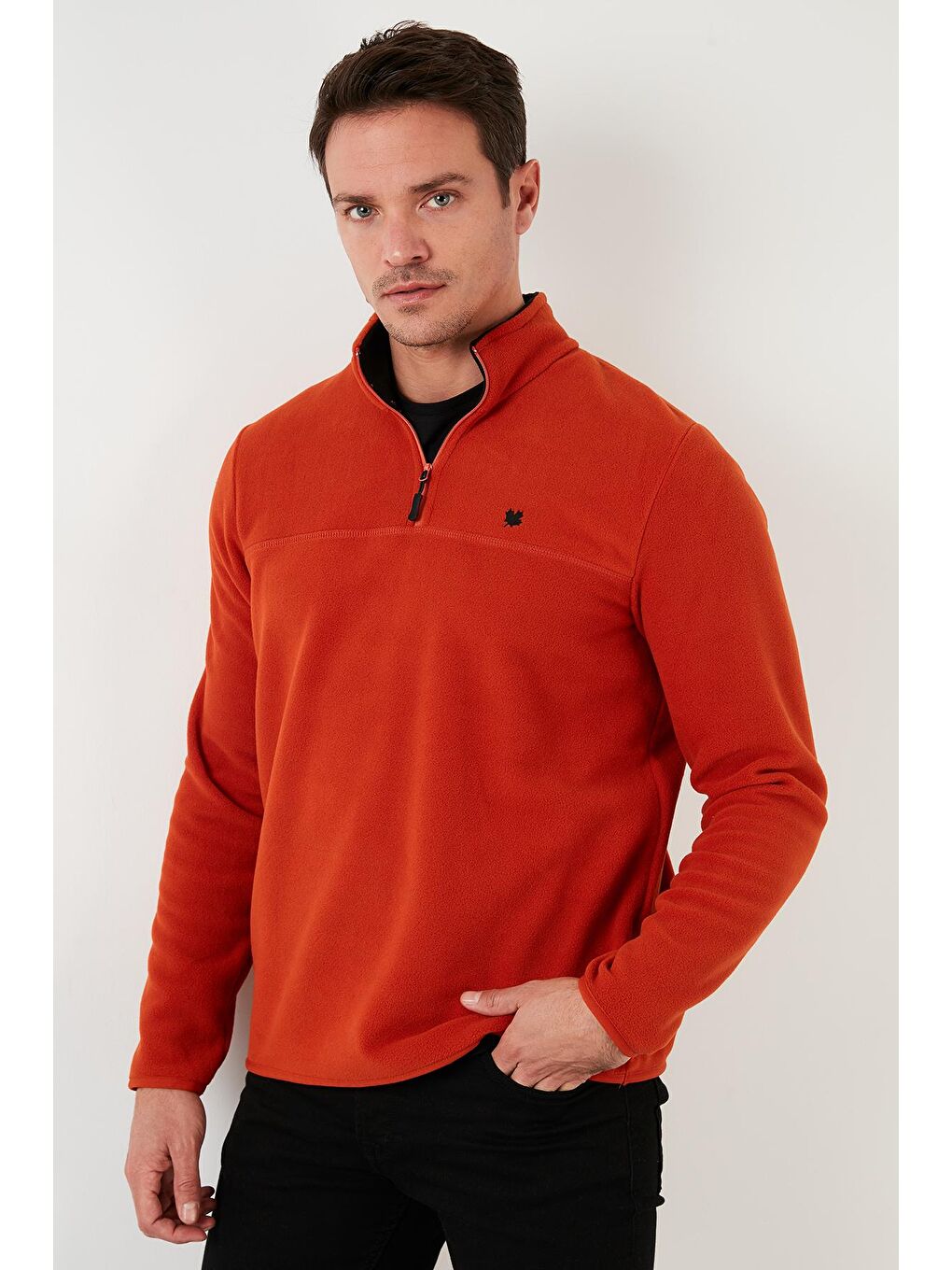 Buratti Turuncu Regular Fit Anti-Pilling Bato Yaka Kışlık Şardonlu Erkek Polar Sweatshirt 5906001 - 3