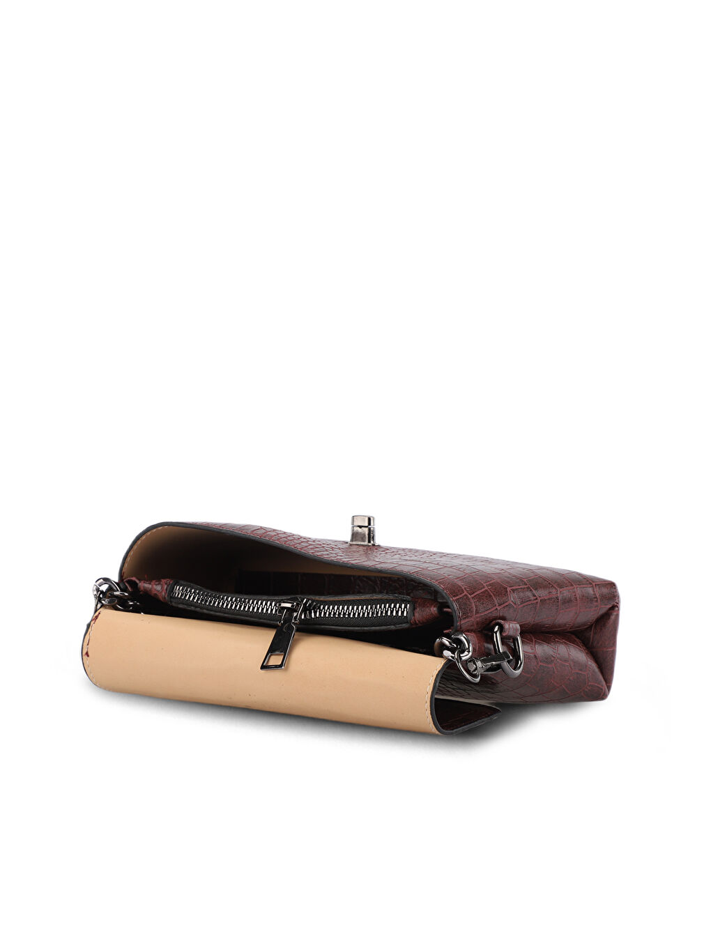 TORINO KROKO Kadın Bordo Omuz Çantası-3