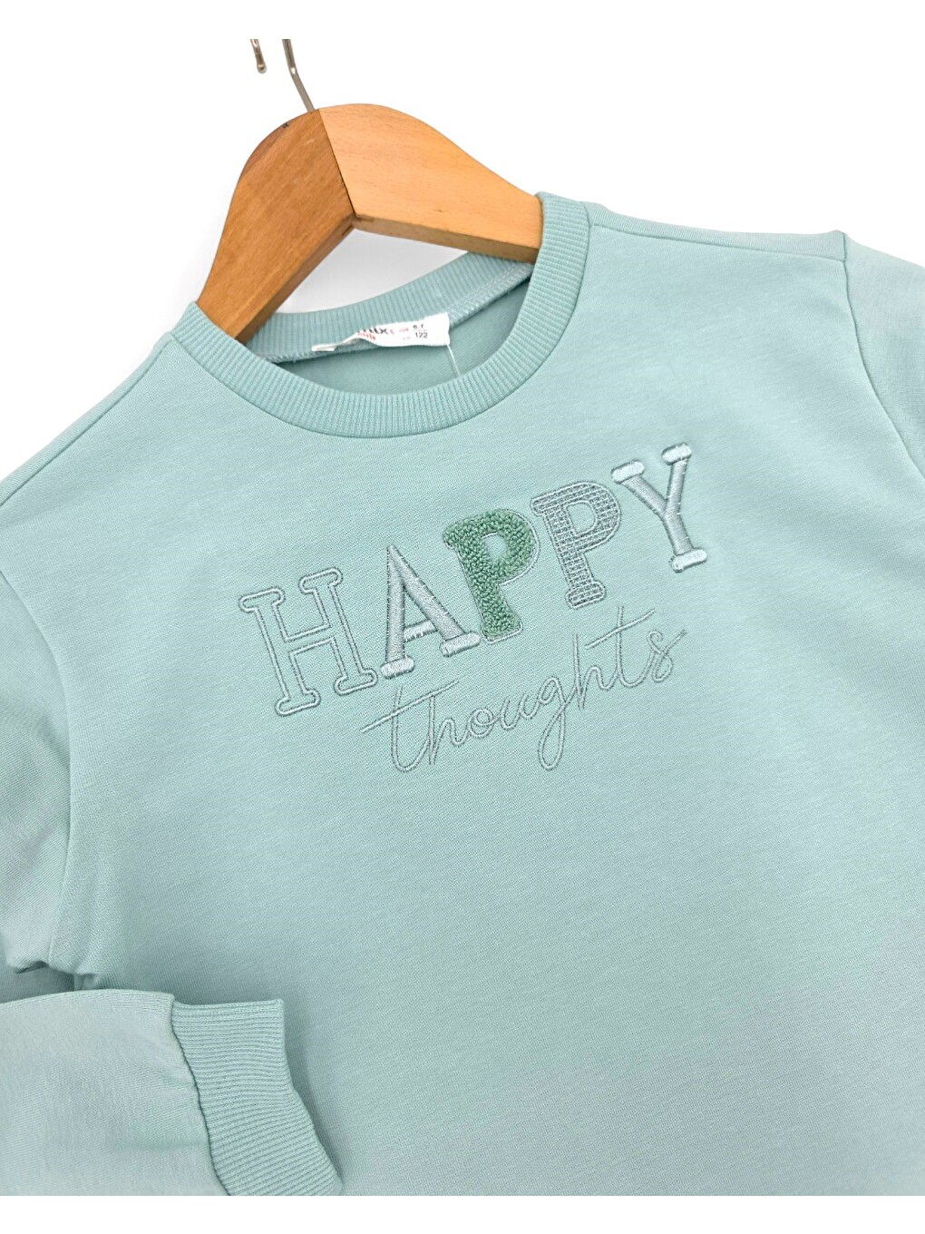 Yeşil Kız Çocuk Happy Nakışlı 2'li Mevsimlik Alt Üst Takım-3