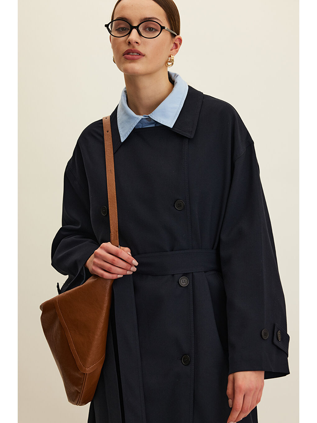 Nicola Kruvaze Trençkot Lacivert-2