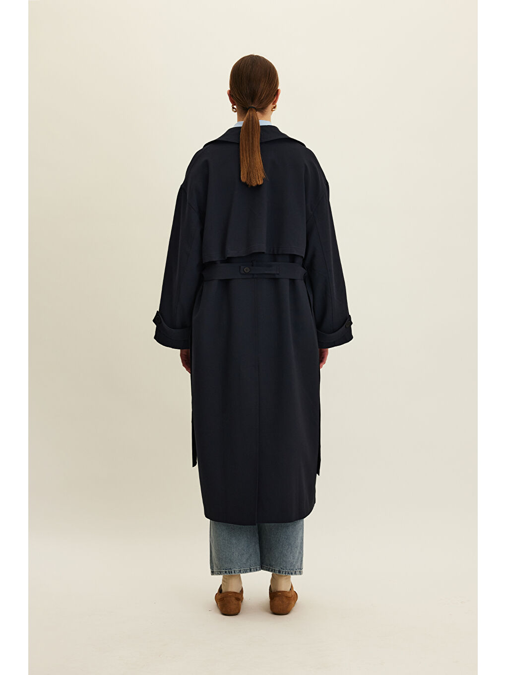 Nicola Kruvaze Trençkot Lacivert-5