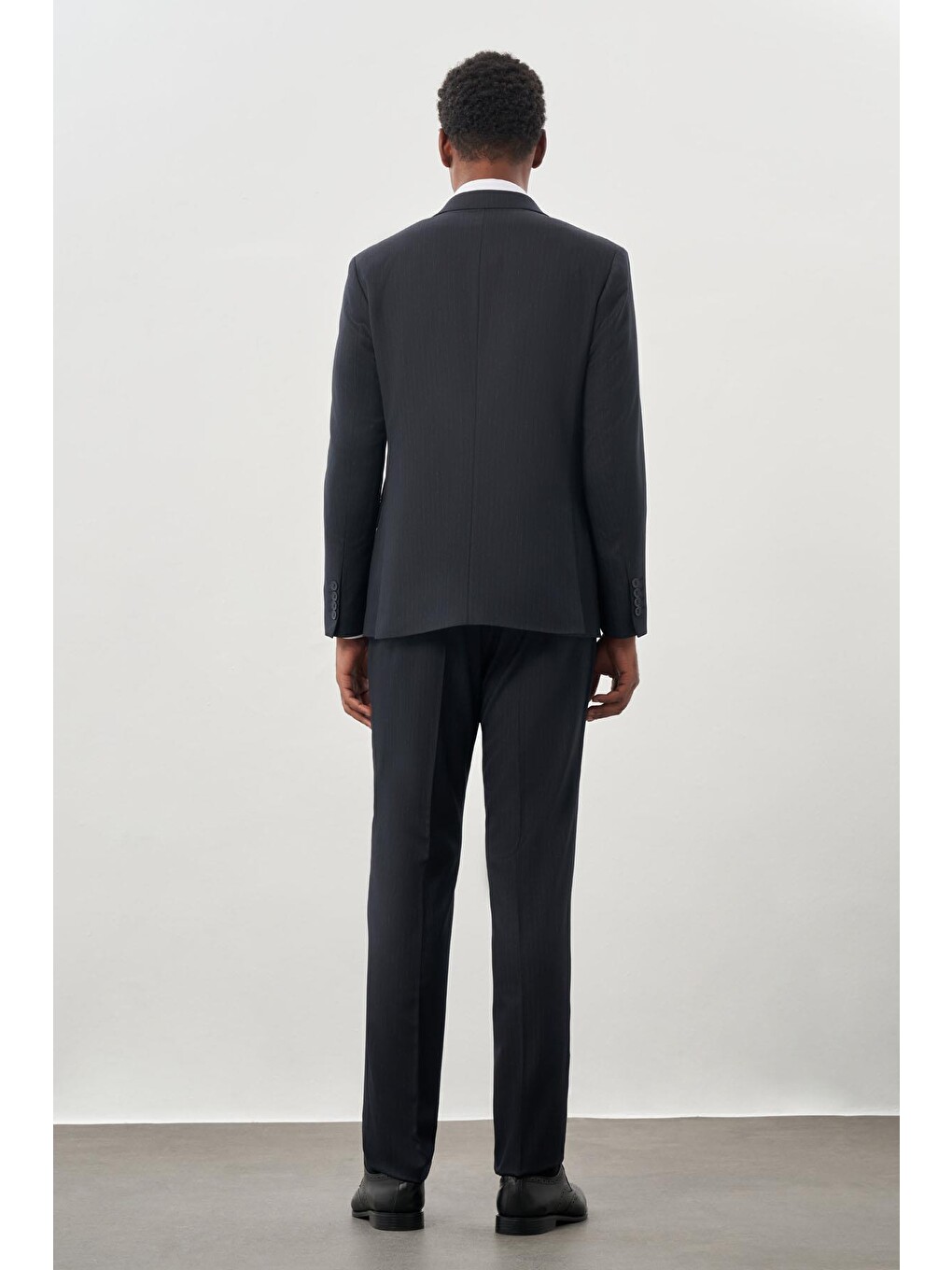 Koyu Lacivert Bez Ayağı Kılıç Yaka Tam Astar Yelekli 6 Drop Slim Fit Takım Elbise 1001245177-4