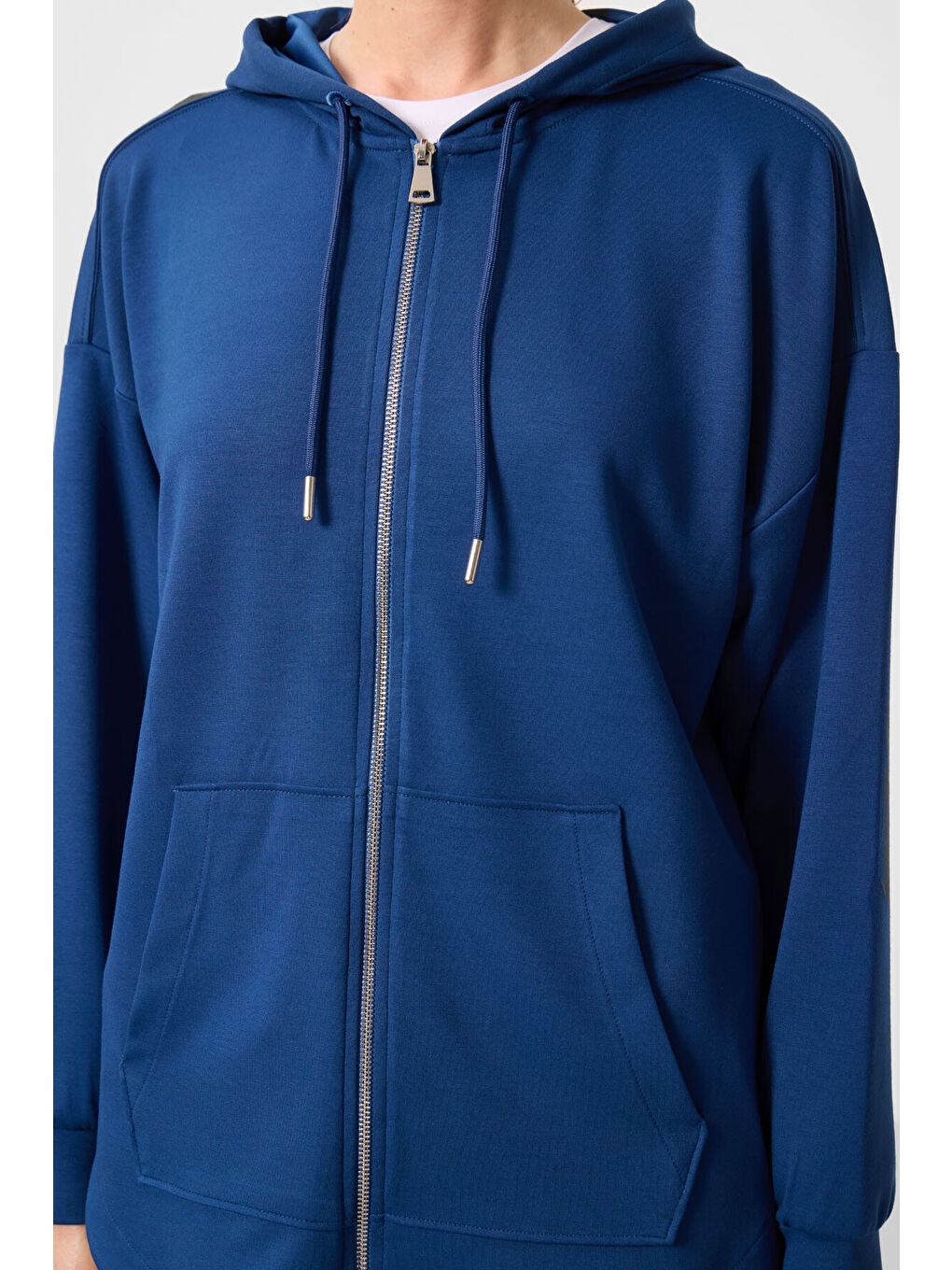 Mavi Parlament Yumuşak Dokulu Kapüşonlu Oversize Kadın Tunik Sweatshirt   97302-4