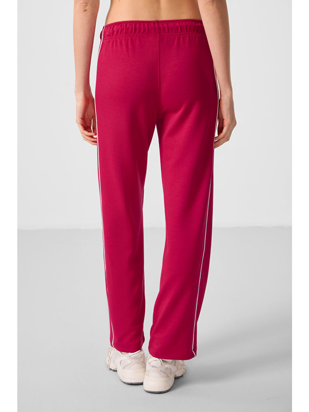 Viva Kırmızı Yumuşak Dokulu Yan Panel Detaylı Geniş Paça Kadın Palazzo Pantolon - 94669-4