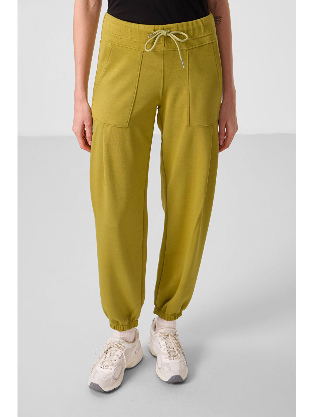 Sarı Koyu Hardal Yumuşak Dokulu Cep Detaylı Rahat Form Kadın Pantolon - 94672-1