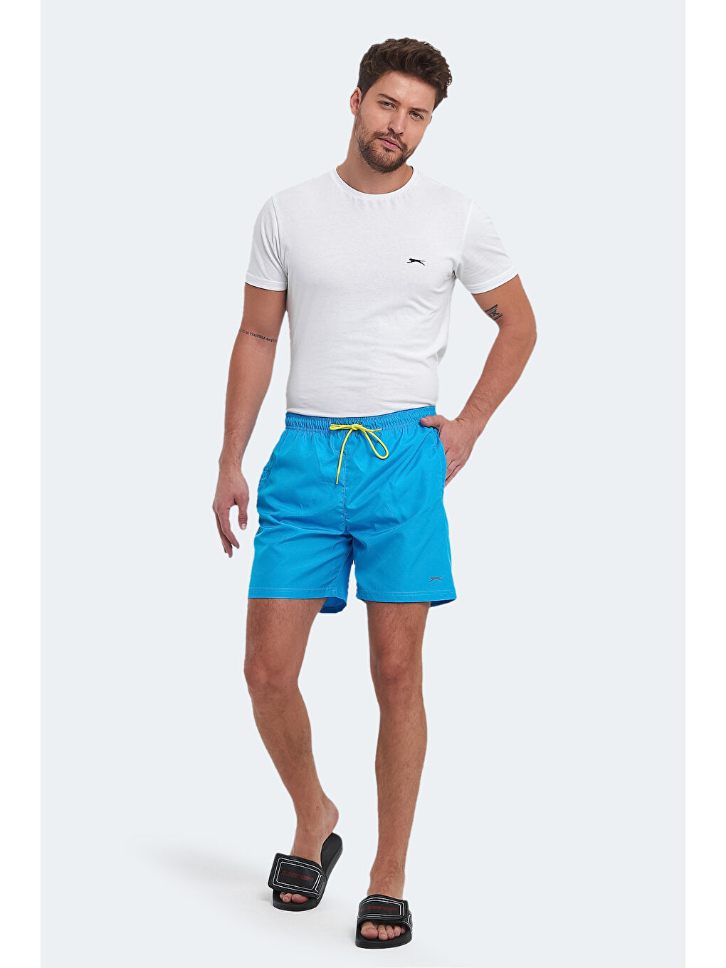 RENO Erkek Cepli Deniz Şortu Turkuaz Mayo-5