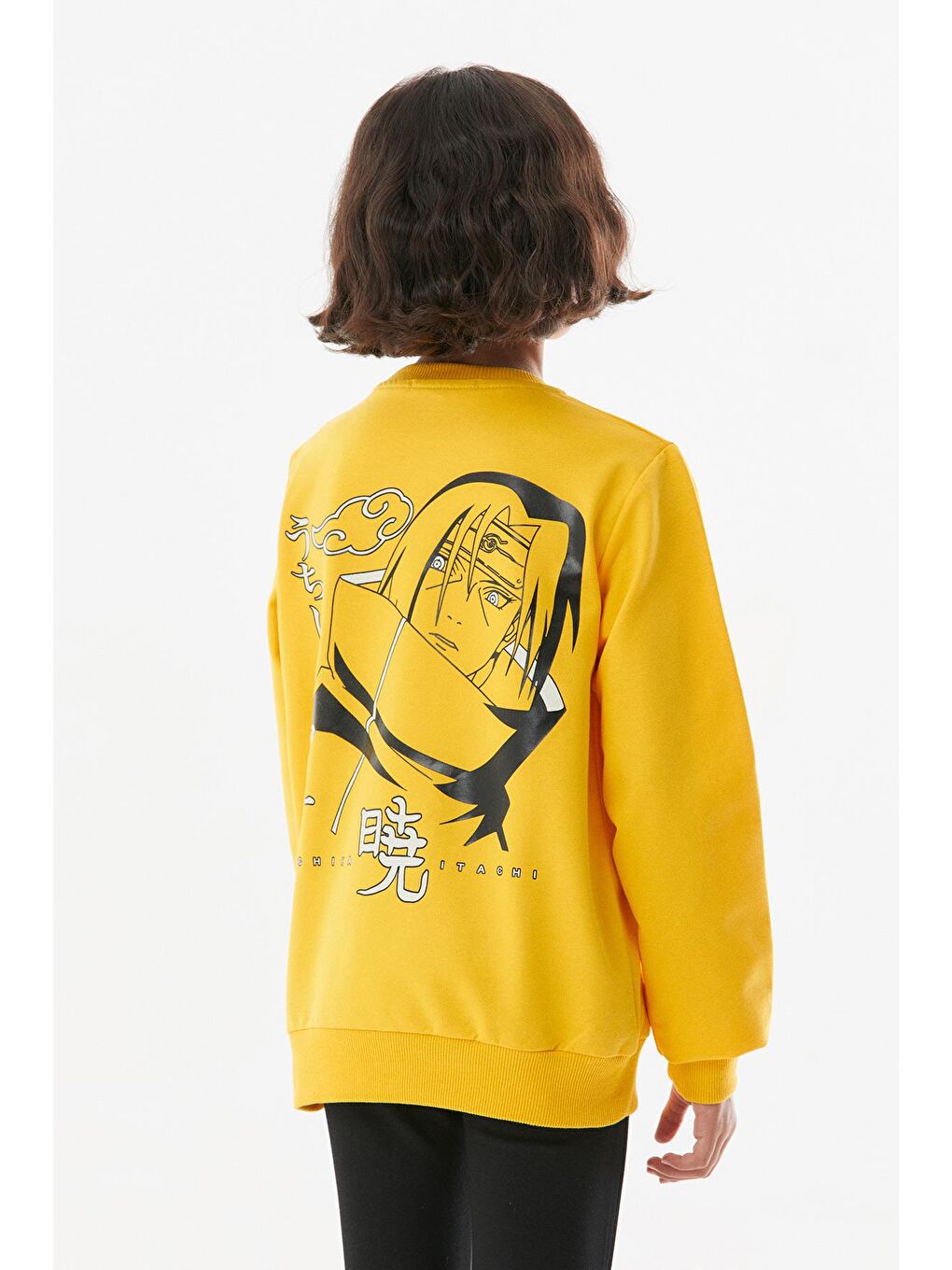 Sarı Baskılı Bisiklet Yaka Kız Çocuk Sweatshirt-2