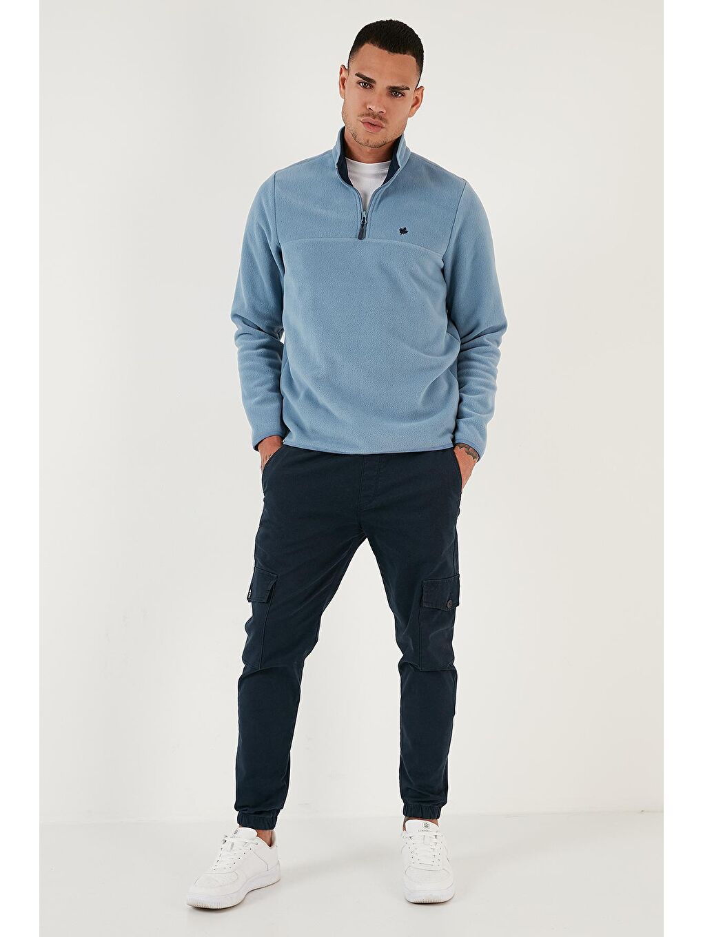 Buratti Açık Mavi Regular Fit Anti-Pilling Bato Yaka Kışlık Şardonlu Erkek Polar Sweatshirt 5906001 - 2