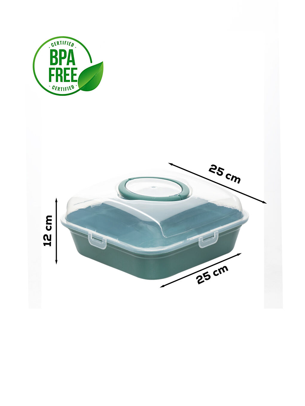 1094 Pasta Kek Börek Kabı - Taşıma çantası - Kilitli Fanus - Yeşil-2