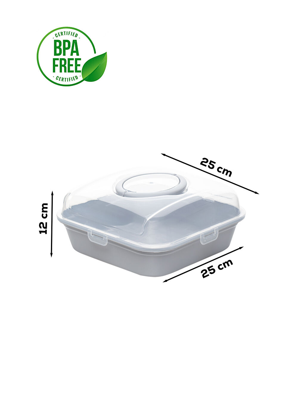 Gri 1094 Pasta Kek Börek Kabı - Taşıma çantası - Kilitli Fanus-4