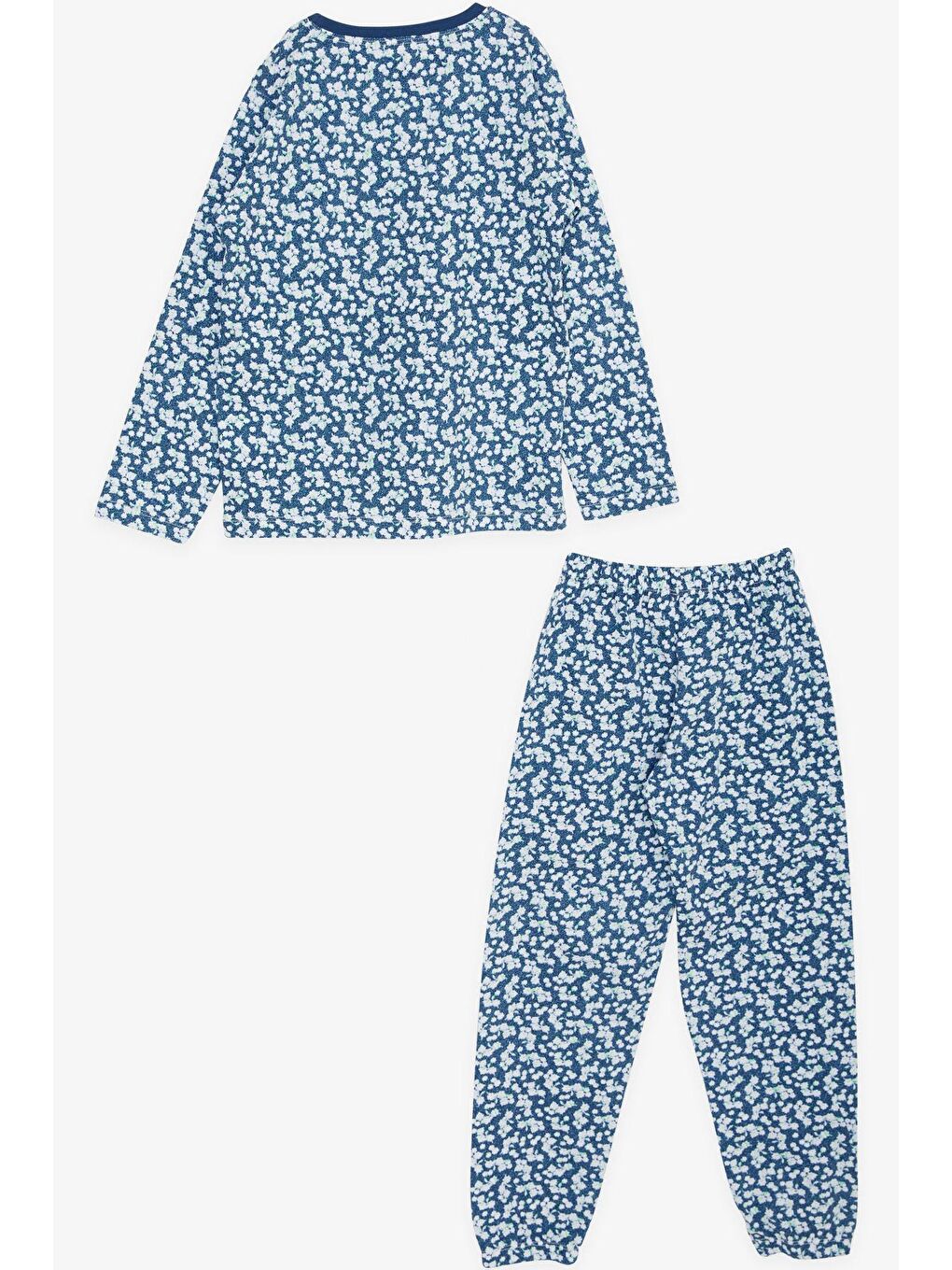 Kız Çocuk Pijama Takımı Çiçek Desenli Mavi (5 Yaş)-1