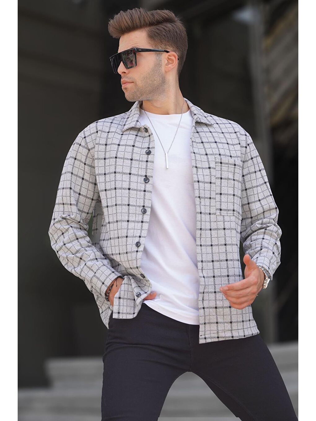 Gri Ekoseli Erkek Oduncu Gömlek 6710